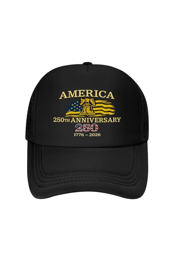 250th Anniv Mesh Hat, Classic Unisex 1776-2026 US Commemorative Baseball Cap, Breathable Mesh Back, Polyester,Fits 22-24" Head
