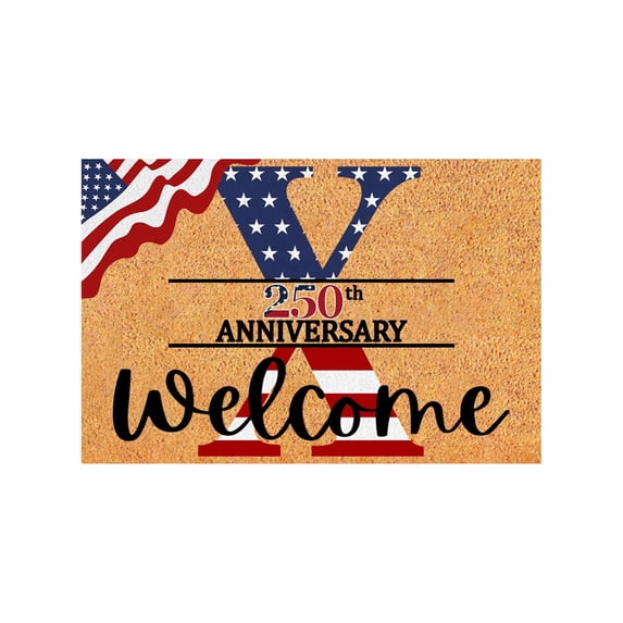 250th Anniversary 1776-2026 Independence Day Welcome Doormat,Monogrammed Initial Surname Door Mat,American Flag Patriotic Outdoor Rug W