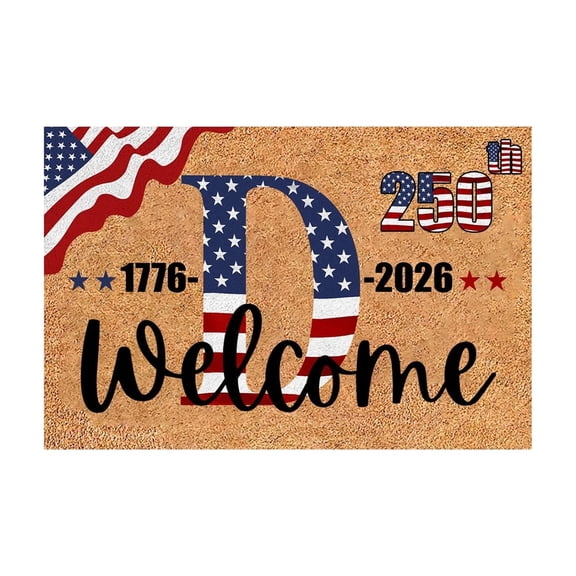 250th Anniversary 1776-2026 Independence Day Welcome Doormat,Monogrammed Initial Surname Door Mat,American Flag Patriotic Outdoor Rug