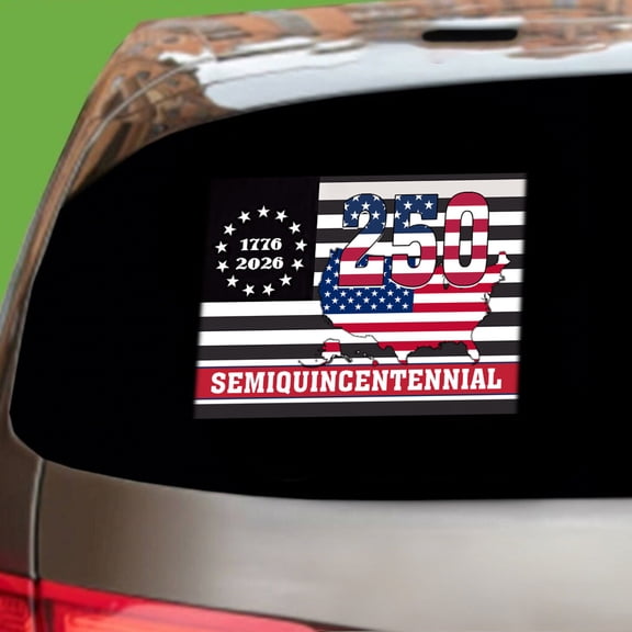 250th Anniversary 1776-2026 Patriotic Vinyl Decal, USA Map and Flag Semi-quincentennial Design, Transparent Vehicle Sticker, American Independence Decor