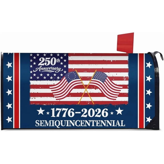250th Anniversary 4th of July Mailbox Covers USA Flag 1776-2026 Patriotic Letter Box Cove Magnetic Waterproof Mail Wraps for Outdoor Yard Garden Standard Mailbox 250 Years Decor-21 x18
