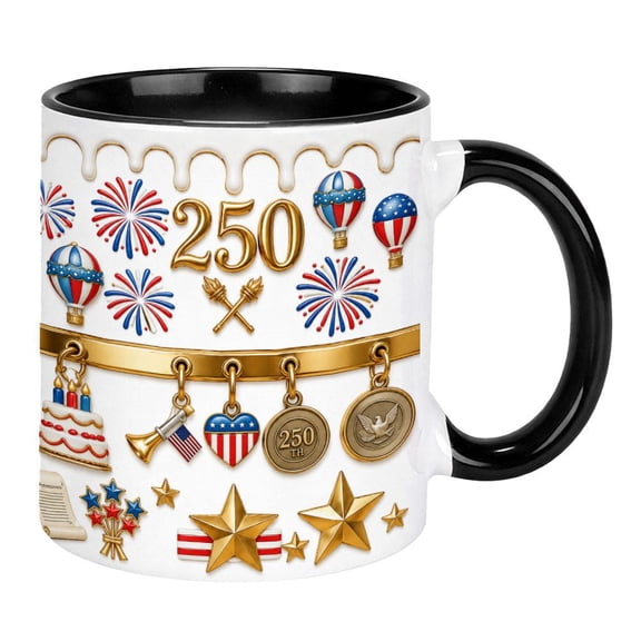 250th Anniversary of America Coffee Mug Freedom Double Sided 11 OZ Ceramic Coffee Mugs American Flag 1776-2026 Patriotic Tea Cup Merchandise US Drink Cups Gift for Men & Women
