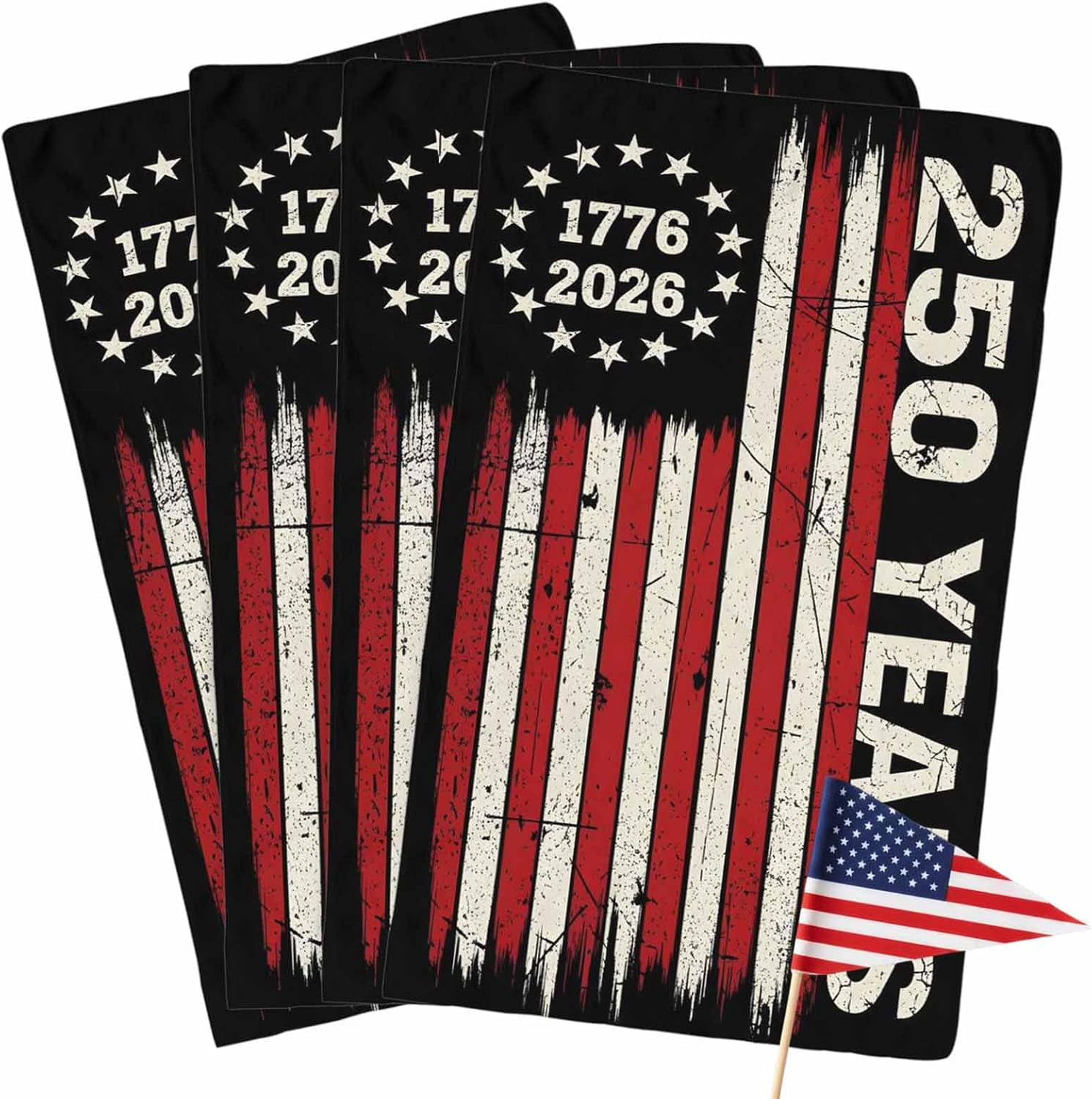 250th Anniversary America Flag Kitchen Towel Independence Day 1776 2026 Quick Dry Absorbent Dish Towels Soft Microfiber Cloth Dishcloth for Kitchen Cooking Baking 18 x 26 Inch, 4 Pack