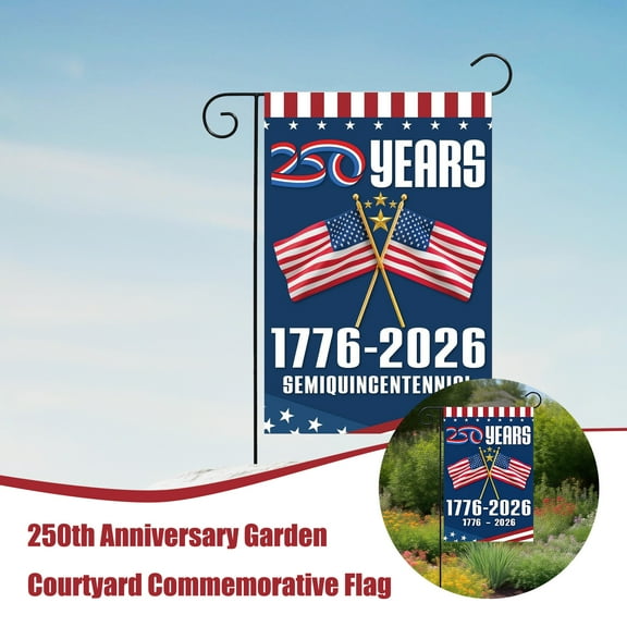 250th Anniversary of America Patriotic Cross Garden Flag - Stars and Stripes Outdoor Yard Decoration for US Independence Day, July 4th, Memorial Day & Veterans Day Celebration (1x Flag)