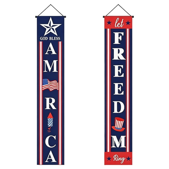 250th Anniversary American Banners - 2 Pack 4th of July Decorations Banner - 1776-2026 250th Anniversary Patriotic Hanging Banner Red White and Blue Independence Day Decor for Indoor Outdoor