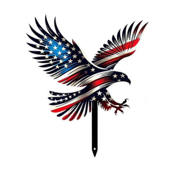 250th Anniversary American Eagle Metal Stakes, Red White Blue Patriotic Wrought Iron Decorative Outdoor Stake for 4th of July Memorial Day Veterans Day Garden Lawn