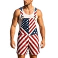 thumbnail image 1 of 250th Anniversary American Flag Bib Overalls for Men Loose Fit Patriotic Romper Shorts Casual Summer Festival Outfit for Independence Day Events, 1 of 4