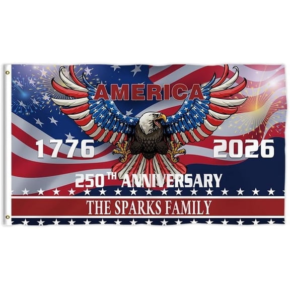 250th Anniversary American House Flag - 28x40 Inch Single-Sided Patriotic Banner with Eagle Design for Home & Celebration Decor(A)
