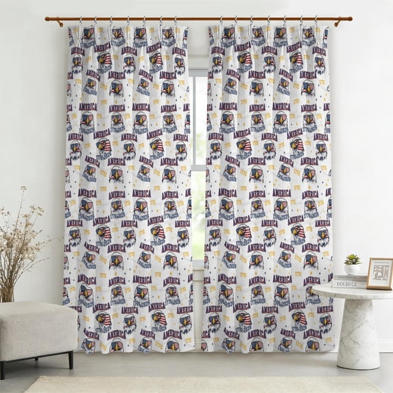 250th Anniversary American Pattern Pinch Pleated Blackout Curtains ...