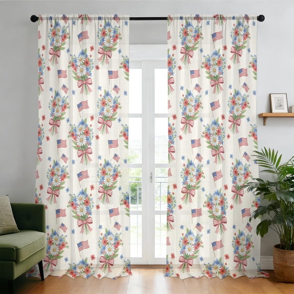 250th Anniversary American Pattern Sheer Curtains, Sheer Curtain Panels ...