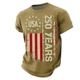 thumbnail image 1 of 250th Anniversary American Shirts for Men American Flag Print Short Sleeve Waffle Crew Neck T-Shirt Patriotic Star Pullover Classic Fit Breathable Beach Vacation Shirts, Khaki, #01 Khaki, 1 of 3