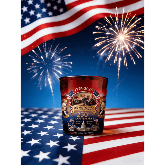 250th Anniversary American Whiskey Glass - Patriotic Crystal Glass Tumbler with Weighted Base for Whisky & Bourbon, Commemorative Gift for Home Bar