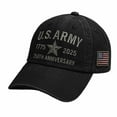 thumbnail image 1 of 250th Anniversary Army Hat, Embroidered Baseball Cap Tribute Washed Denim Hat Color Dark Gray Size One Size, 1 of 7