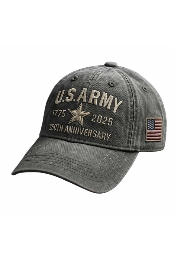 250th Anniversary Army Hat, Embroidered Baseball Cap Tribute Washed Denim Hat Color Light Gray Size One Size