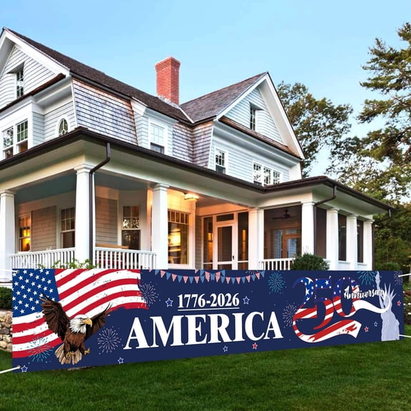 250th Anniversary Banner, 250 Years USA Patriotic Outdoor Sign, Celebrate America 1776-2026 Semiquincentennial Home Garden Decoration