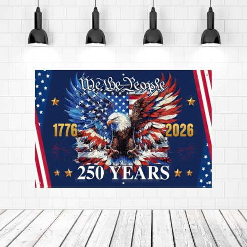 250th Anniversary Banner Decorations 40x60 IN 250 Years America Backdrop Banner 4th of July Independence Day Theme Photography Background Home Garden Outdoor Party Supplies