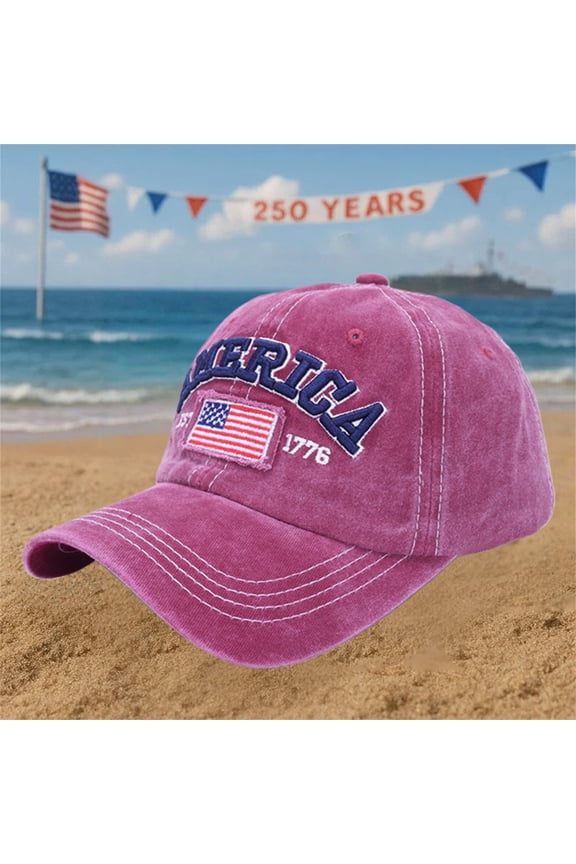 250th Anniversary Baseball Cap,1776 2026 Hat with Embroidered USA Flag, Adjustable Snapback Cap for 4th of July, Independence Day, Semiquincentennial and National Holiday Celebration-Pink