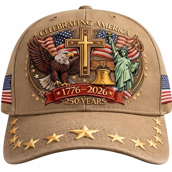 250th Anniversary Baseball Cap American 1776-2026, Patriotic Flag and Cross Print Hat, Adjustable Vintage Dad Cap for Men Women, Commemorative US Pride Gifts