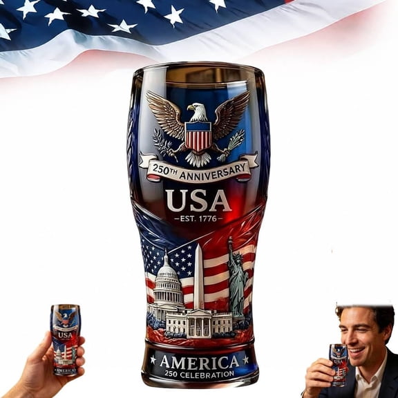250th Anniversary Beer Glasses,USA 250th Anniversary Heritage Whiskey Glasses,America 1776-2026 We the People Commemorative DrinkingGlasses,for Liquor Bourbon,Wine Father's Day
