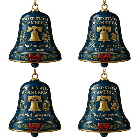 250th Anniversary Bell Ornament, Liberty Bell Hanging Patriotic Theme Festive Holiday Decor for America History Enthusiasts