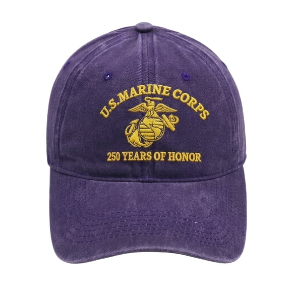 250th Anniversary Cap Vintage Washed Embroidered USMC Hat 250 Years of Honor Adjustable Patriotic Baseball Cap