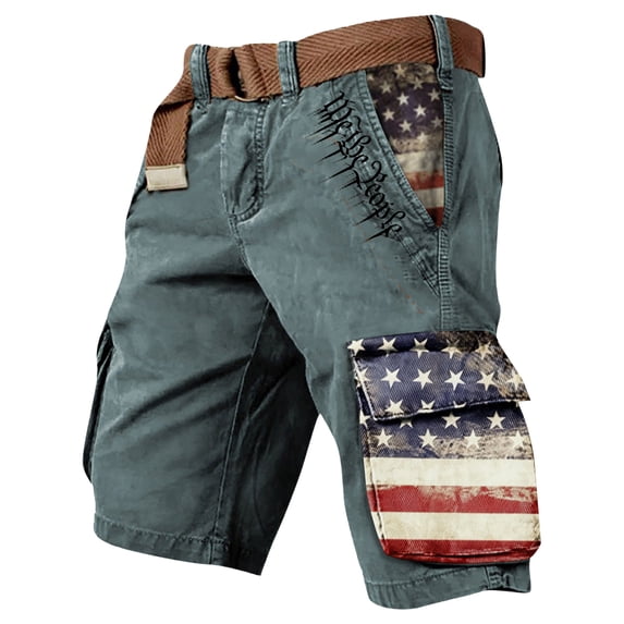 250th Anniversary Cargo Shorts for Men Patriotic Graphic Distressed Washed Shorts Independence Day We the People Cargo Shorts Outdoor Military Casual Work Patriotic Shorts,Gray M