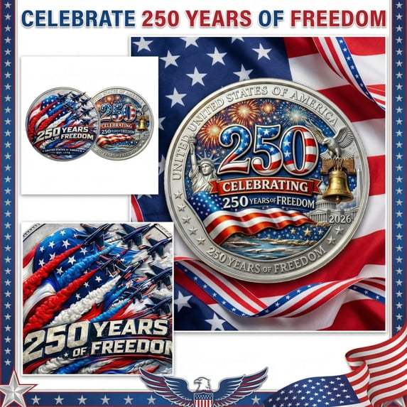 250th Anniversary Challenge Coin USA Patriotic Design Stars Stripes, 4th of July Accessories Collectible Keepsake, Rare Coin for Collection Display