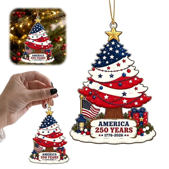 250th Anniversary Christmas Ornament,Patriotic 2D Acrylic Keepsake for Christmas Tree,Car,Home Wall Commemorative Holiday Decoration(F)