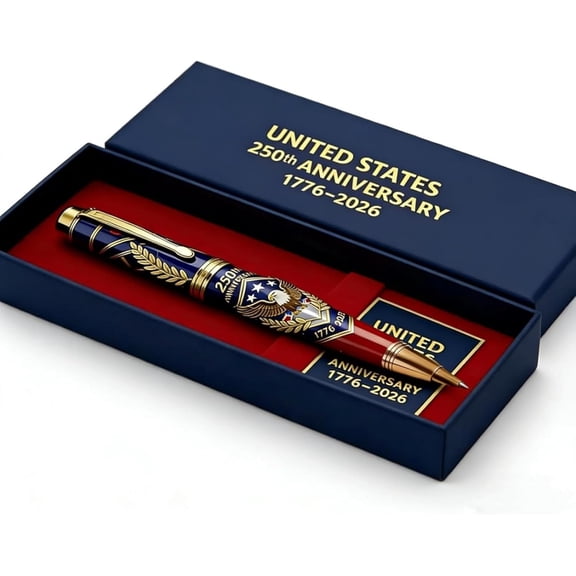250th Anniversary Commemorative Ballpoint Pen with Gift Box, Ideal for 4th of July & American 250 Years Celebration, Collector's Pen