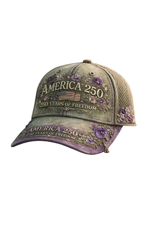 250th Anniversary Commemorative Baseball Cap With 3D Printed Text And Sun Visor