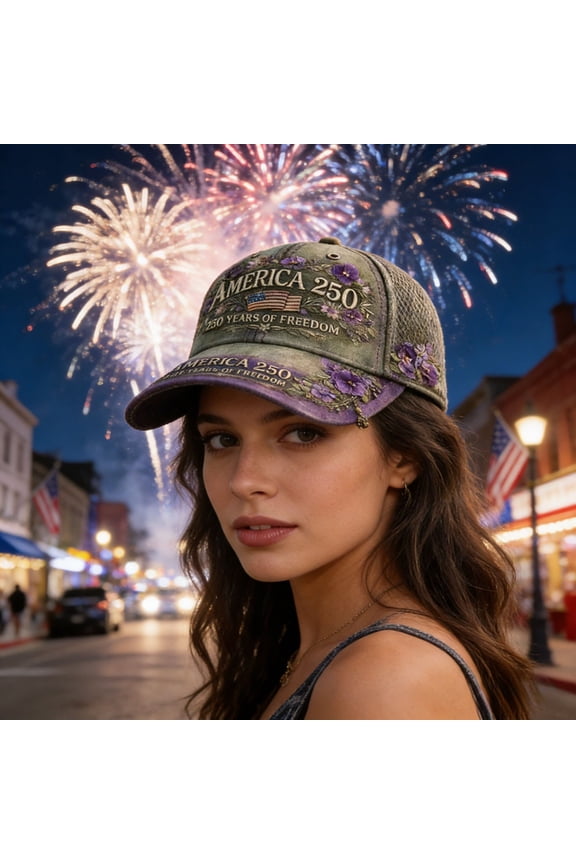250th Anniversary Commemorative Baseball Cap With 3D Printed Text And Sun Visor