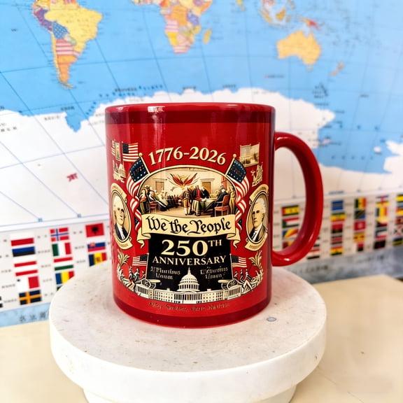 250th Anniversary Commemorative Coffee Mug Cup 11oz - Guarding Eagle America Flag Mug