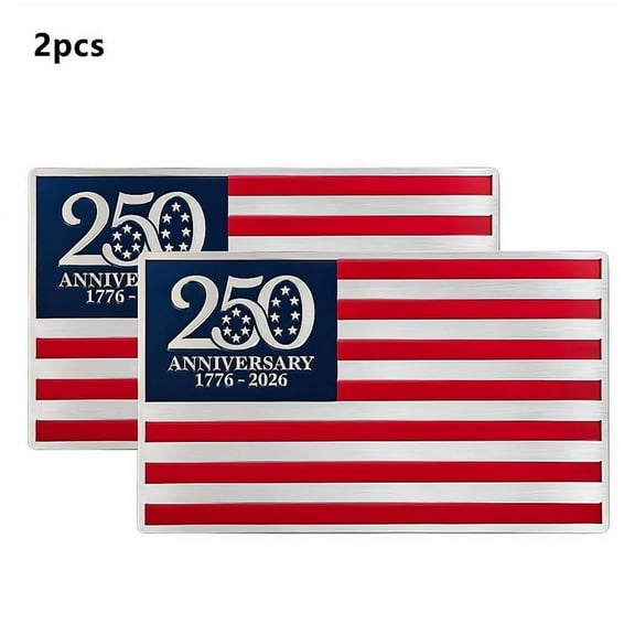 250th Anniversary Commemorative Flag Metal Badge 1776-2026 Embossed Decorative Metal Emblem for Vehicle Toolbox Cabinet Display