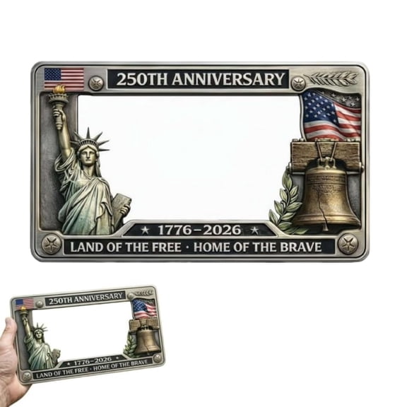 250th Anniversary Commemorative License Plate Frame,1776-2026 USA Flag LicensePlateHolder,4th of July American Car Plate Frame,Aluminum License PlateFrame Fits Standard,Car Accessories