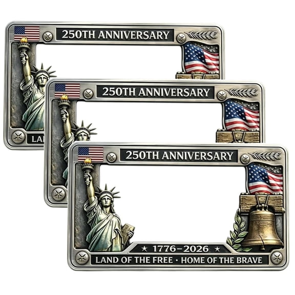 250th Anniversary Commemorative License Plate Frame, USA Flag Patriotic Car Plate Decor, Aluminum Rustproof Holder for Standard US Plates