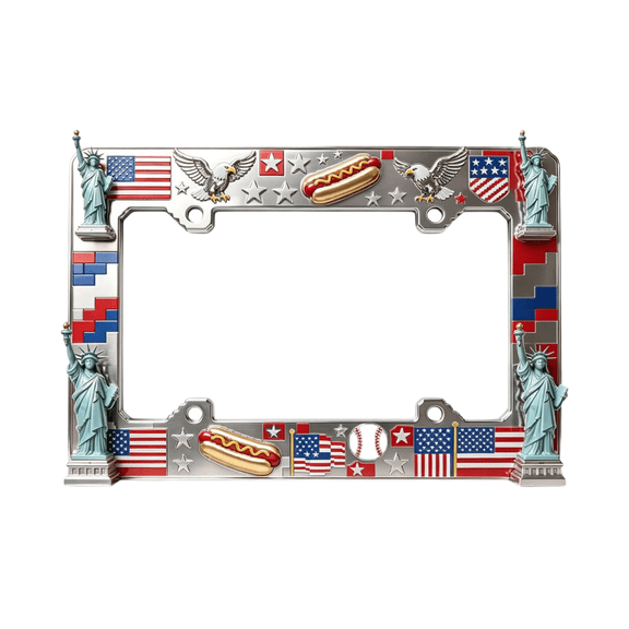 250th Anniversary Commemorative License Plate Frame,United States 250 Year American Car Plate Frame,1776-2026 USA Flag License PlateHolder,Vintage Metal Statue of Liberty&Bell Patriotic Car Accessory