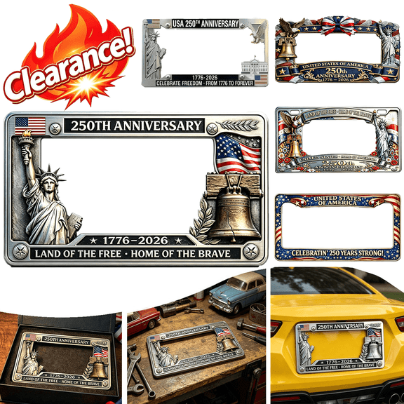 250th Anniversary Commemorative License Plate Frame, United States 250 Year American Car Plate Frame, License Plate Holder, 1776-2026 USA Flag License, Patriotic Decoration Gifts for Car Lovers