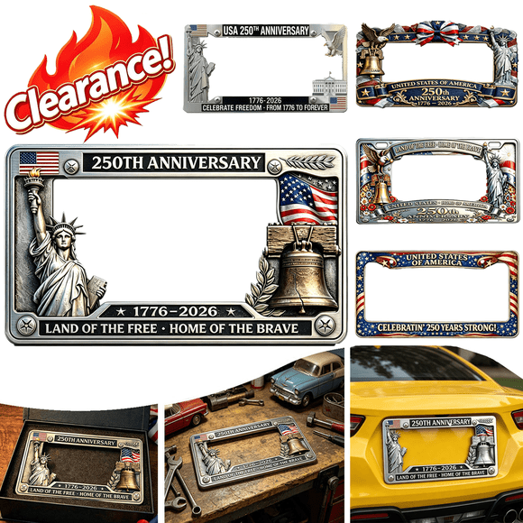 250th Anniversary Commemorative License Plate Frame, United States 250 Year American Car Plate Frame, License Plate Holder, 1776-2026 USA Flag License, Patriotic Decoration Gifts for Car Lovers