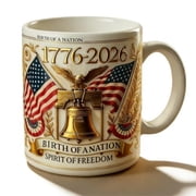 250th Anniversary Commemorative Mug, Ceramic, 12oz, with Emblem/Flag, Microwave/Dishwasher Safe, Patriotic Gift