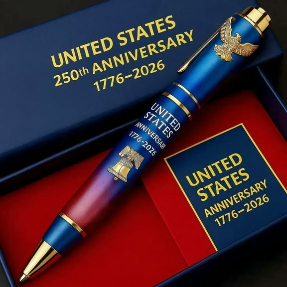 250th Anniversary Commemorative Pen 6" Metal Anniversary Pen 1776-2026 U.S Independence Anniversarys Gift Blue