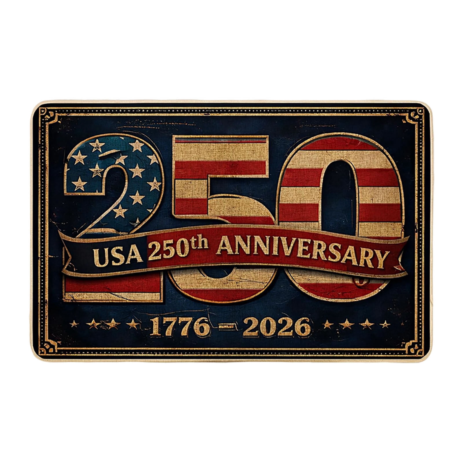 250th Anniversary Doormat, Patriotic American Flag Floor Mat, Non- Dirt Trapper Rug, Indoor Outdoor Entrance Mat For Independence Day Decor 24"x36"