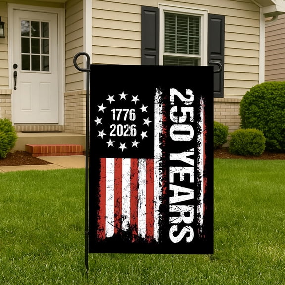 250th Anniversary Double-Sided 3 Ply American Flag, 250 Anniversary USA Flag Patriotic Banner, 2 Brass Grommets, 250 Years of 1776 Yard 4th of July UV Resistant Outdoor Flag A