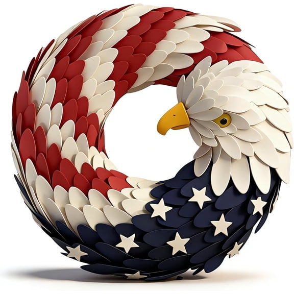 250th Anniversary Eagle Wreath, American Eagle Flag Patriotic Wreath, Easy Hang, for Front Door Wall Porch Independence Memorial Day Indoor Outdoor Decor