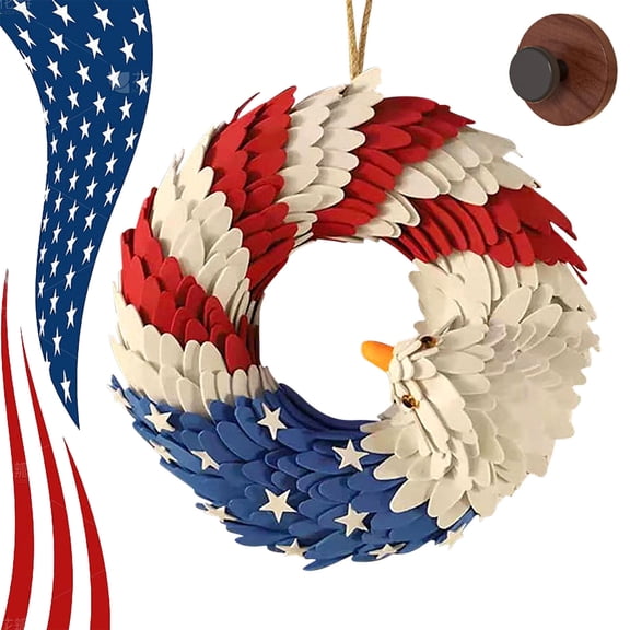 250th Anniversary Eagle Wreath – American Eagle Flag Patriotic Wreath for Front Door, 2026 USA 250 Decorations for 4th of July, Independence Day & Veterans Day Decor