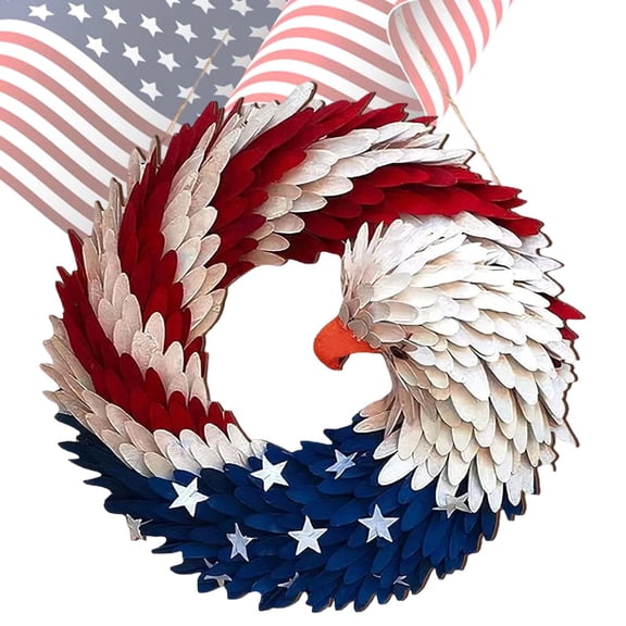 250th Anniversary Eagle Wreath, Eagle Wreath American Flag, American Eagle Wreath, Red White Blue Style Fabric Design for 4th of July, Veterans Day Decor