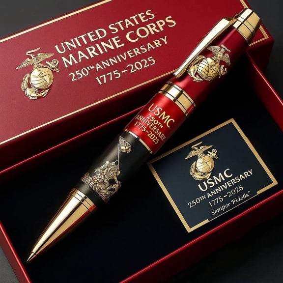 250th Anniversary Edition Pen, adorned with Marine Corps/Army insignia, retro tactical style, interchangeable guide bar - Veteran Gift (with Gift Box)