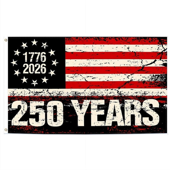 250th Anniversary Flag 1776-2026, 3x5 Ft Outdoor Patriotic Banner with Grommets, 100D Polyester Embroidered Style for Yard, Garden, 4th of July, Independence Day Decor