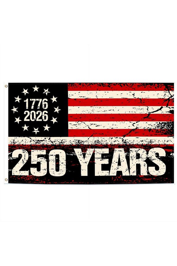 250th Anniversary Flag 1776-2026, 3x5 Ft Outdoor Patriotic Banner with Grommets, 100D Polyester Embroidered Style for Yard, Garden, 4th of July, Independence Day Decor