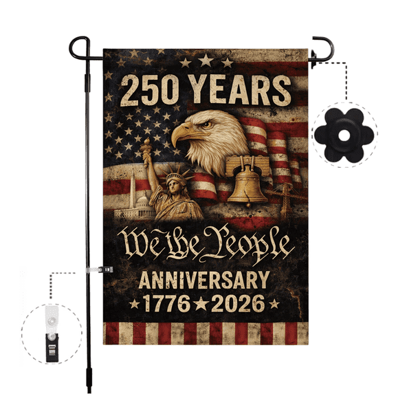 250th Anniversary Flag 250 Years Anniversary Flags WE THE PEOPLE 1776-2026 Patriotic Flags for Outdoor Lawn Garden Decor Doubleside Polyester