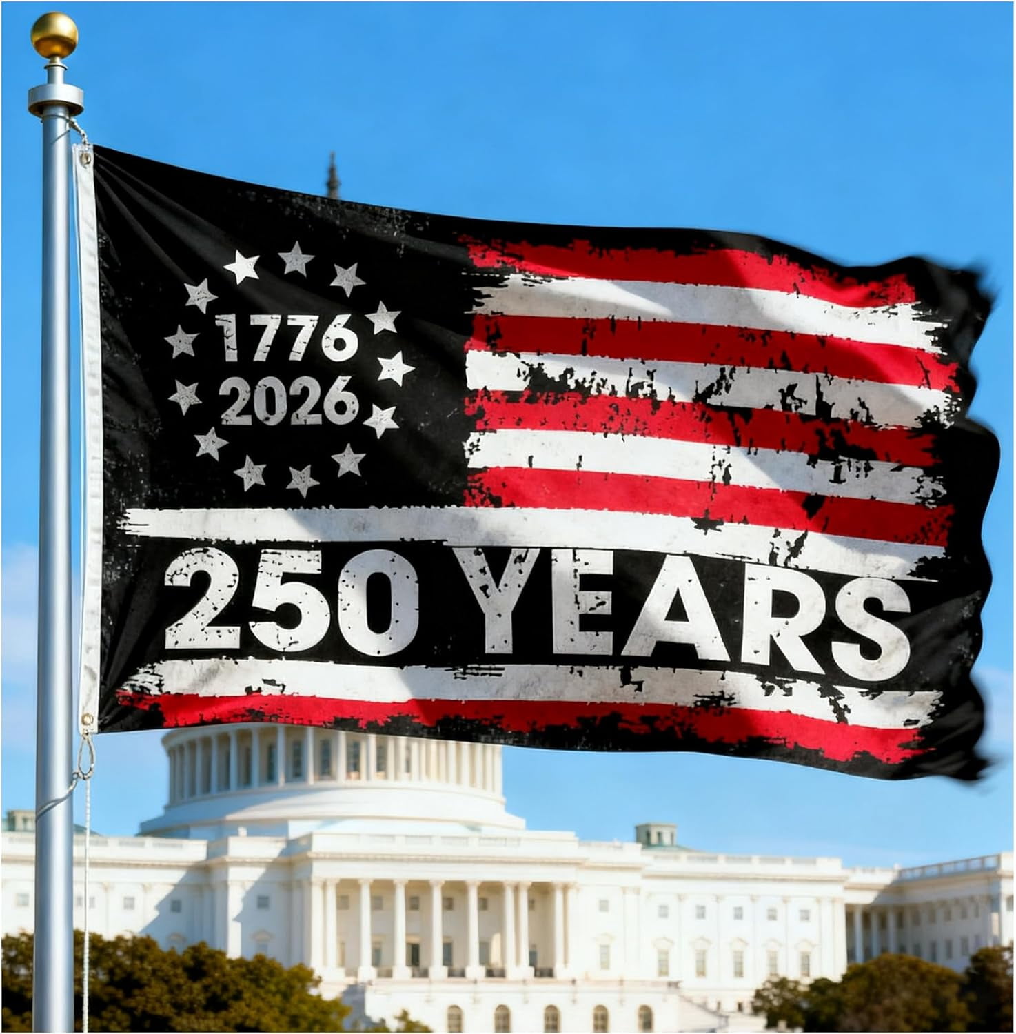250th Anniversary Flag 3 x 5 Ft Eagle Outdoor Flag with Durable Canvas Header and Brass Grommets Decor for Outdoor Front Door Porch Wall (250 Years)